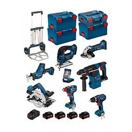 Bosch Kit Psl8p4c+caddy (gst18v-lib+gks18v-57g+gdx18v-200c+gbh18v-26f+gsa18v-lic+glivariled+gsb18v-li+gws18-125v-li+4x5,0ah)