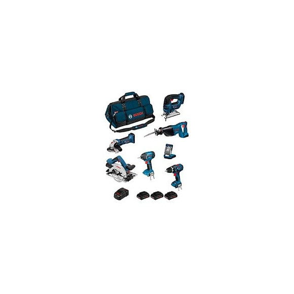 Bosch Kit Psb7mm3cp (gws18-125v-li+gsb18v-li+gst18v-li B+gdr18v-li+gks18v-57g+gsa18v-li+ Glivariled+3x4,0ah+gal1880cv+hdbag)