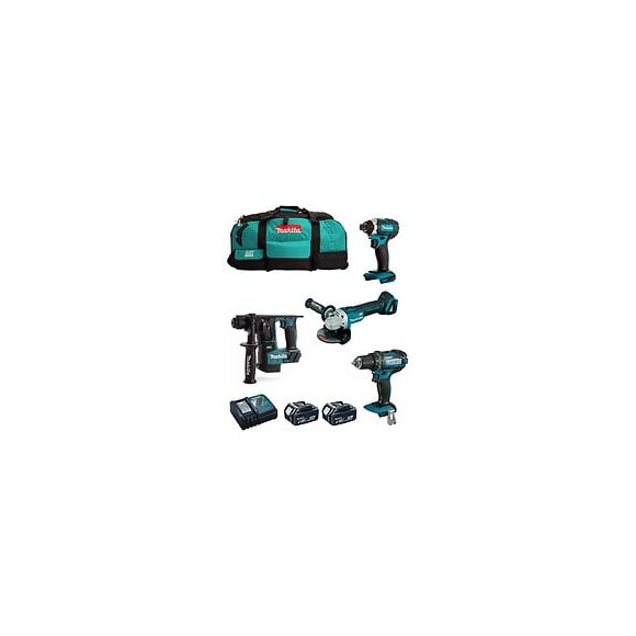Makita Kit Mk401 (ddf482 Dhr171 Dga504 Dtd152 2 X 5,0 Ah Dc18rc Lxt600)