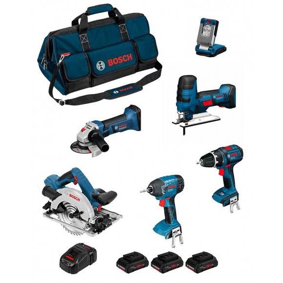 Bosch Kit Psb6m3dp (gws 18-125 V-li+gsb 18 V-li+gst 18v-li S+gdr 18v-li+gks 18v-57g+glivariled+ 3x40ah+gal1880cv+hdbag)