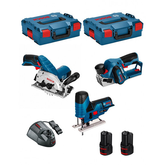 Bosch Kit 12v Bmk3-28ad2 (gks 12v-26 Gst 12v-70 Gho 12v-20 2 X 2,0 Ah Gal1230cv 2 X L-boxx 136 )