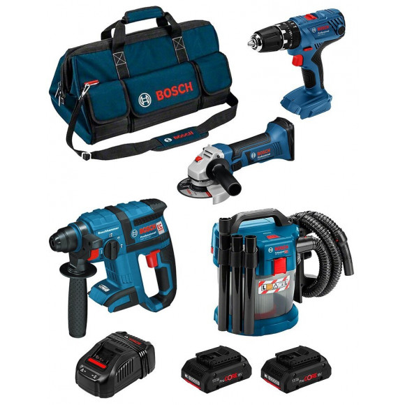 Bosch Kit Psl4m2cbecp (gbh 18v-ec Gsb 18v-21 Gws 18-125 V-li Gas 18v-10l 2 X 4,0 Ah Procore Gal1880cv Hdbag)