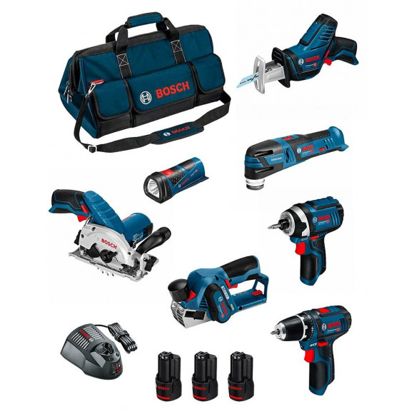 Bosch Kit Bmkb7-28dd3 (gsr 12v-15+gdr 12v-105+gks 12v-26+gop 12v-28+gsa 12v-14+gli 12v-80+gho 12v-203x2,0ahgal1230cvhdbag)