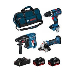 Bosch Kit 18v Bk309bag (gsb 18v-60 C Gws 18-125 V-li Gbh 18v-21 2 X 5,0 Ah Gal18v-40 Sac)