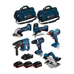 Bosch Kit 18v Bk602bag (gdx 18v-180+gbh 18v-21+gks 18v-57+gst 18v-li S+gws 18-125v-li+gsr 18v-60 C+3 X 5,0ah+gal18v-40+2 Sacs)