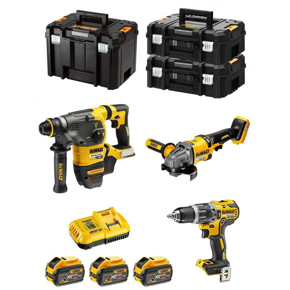 Dewalt Kit Fvk381x3-qw 54v/18v (dch333 Dcd796 Dcg414 3 X 9,0 Ah Dcb118 2 X Tstak Ii Tstak Vi)