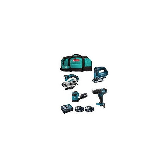 Makita Kit Mk404 (dhp482 Dss610 Djv182 Dbo180 2 X 5,0 Ah Dc18rc Lxt600)