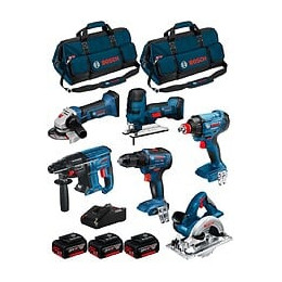 Bosch Kit 18v Bk601bag (gdx 18v-180+gsr 18v-55+gks 18v-li+gst 18v-li S+gbh 18v-21+gws 18-125v-li+3 X 4,0ah+gal18v-40+2 Sacs)