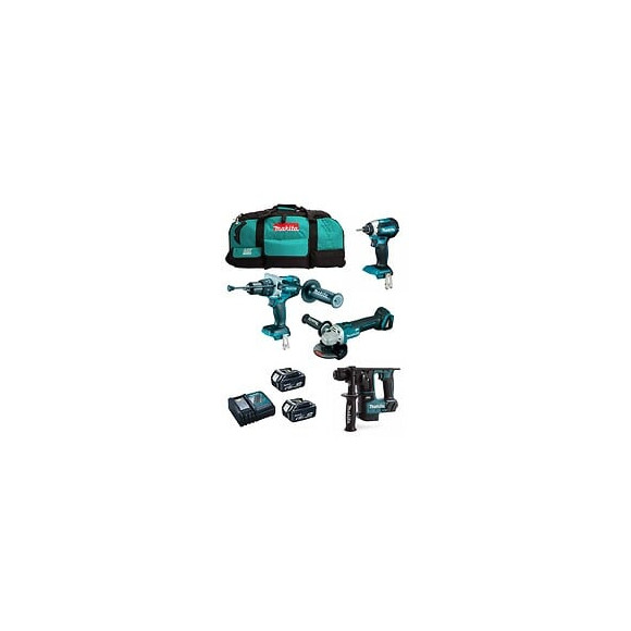Makita Kit Mk402 (dhp481 Dhr171 Dga504 Dtd153 2 X 5,0 Ah Dc18rc Lxt600)
