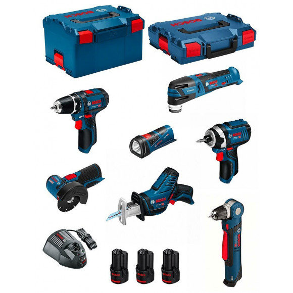 Bosch Kit 12v Bmk7-28cd3 (gsr 12v-15+gdr 12v-105+gwb 12v-10+gws 12v-76+gop 12v-28+gsa 12v-14+gli 12v-80+3 X 3,0 Ah+2xl-boxx)
