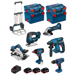 Bosch Kit Psl6m3a (gbh 18 V-ec Gks 18v-57 G Gws 18-125 V-li Gdx 18 V-li Gsb 18v-21 Gst 18 V-li 3 X 4,0 Ah)
