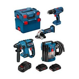 Bosch Kit Psl4m2cecp (gbh 18v-ec Gsb 18v-21 Gws 18-125v-li Gas 18v-10l 2x4,0ah Procoregal1880cvl-boxx136l-boxx238)
