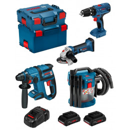 Bosch Kit Psl4m2cecp (gbh 18v-ec Gsb 18v-21 Gws 18-125v-li Gas 18v-10l 2x4,0ah Procoregal1880cvl-boxx136l-boxx238)
