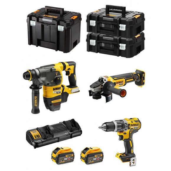 Dewalt Kit Fvk375x2 54v/18v (dch333 Dcg405 Dcd796 2 X 9,0 Ah Dcb132 Tstak Vi 2 X Tstak Ii)