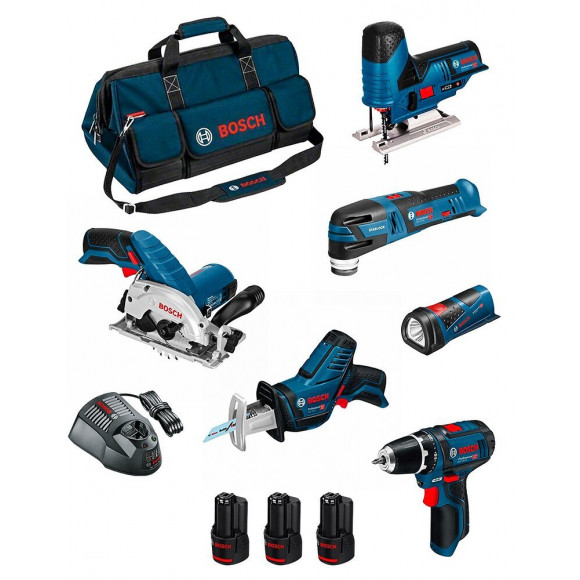 Bosch Kit Bmkb6-28cd3 (gsr 12v-15 Gks 12v-26 Gst 12v-70 Gop 12v-28 Gsa 12v-14 Gli 12v-80 3x2,0 Ahgal1230cvhdbag)