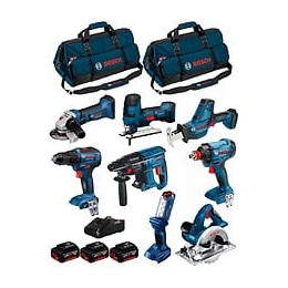 Bosch Kit 18v Bk801bag (gdx 18v-180+gsr 18v-55+gbh 18v-21+gks 18v-li+gst 18v-lis+gws 18-125v-li+gli 18v-300+gsa 18v-lic+3x4,0ah