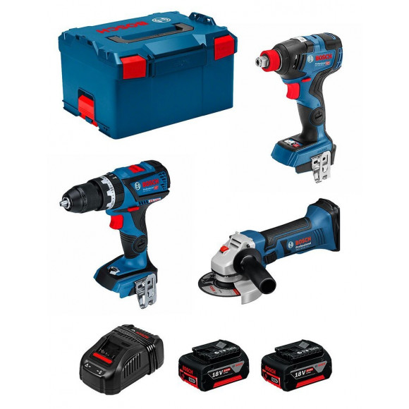 Bosch Kit Gsb 18v-60c Gdx 18v-200c Gws 18-125v-li (2 X 5,0ah Gal1880cv L-boxx 238)