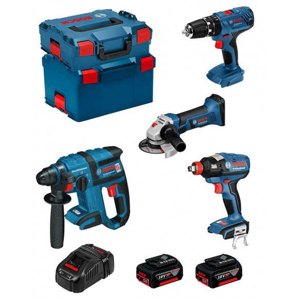 Bosch Kit Psg4p2c (gbh 18v-ec Gsb 18v-21 Gws 18-125 V-li Gdx 18v-ec 2 X 5,0ah Gal1880cv L-boxx 238 L-boxx 136)