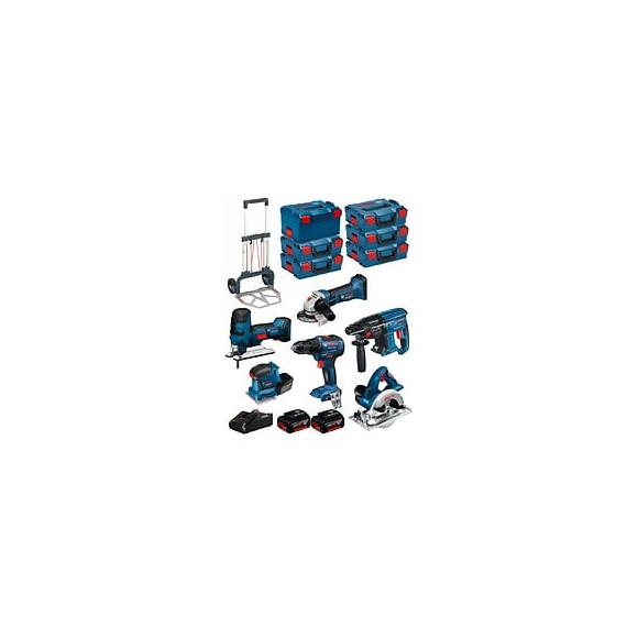 Bosch Kit 18v Bk601 (gst 18v-lis+gks 18v-li+gss 18v-10+gsr 18v-55+gbh 18v-21+gws 18-125v-li+ 2x4,0ah+gal18v-40+6xl-boxx+chariot