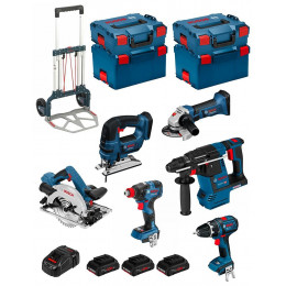 Bosch Kit Psl6m3cp (gbh18v-26f+gks18v-57g+gws18-125v-li+gdx 18v-200c+gsb18v-li+gst18v-lib+3x4,0ah+gal1880cv+l-boxx136/238+caddy