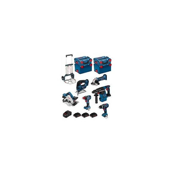 Bosch Kit Psl6m3cp (gbh18v-26f+gks18v-57g+gws18-125v-li+gdx 18v-200c+gsb18v-li+gst18v-lib+3x4,0ah+gal1880cv+l-boxx136/238+caddy