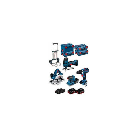 Bosch Kit 18v Bk404 (gst 18 V-li S+gks 18 V-li+gss 18v-10+gsr 18v-60 C+ 2x5,0ah Gal18v-40 3xl-boxx 136 L-boxx 238+chariot)