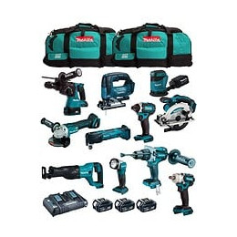 Makita Kit Mk1102 (dhp481+dhr243+ Dga504+ Dtd152+ Djv182+ Dss610+ Djr186+ Dbo180+ Dtm51+ Dml802+ Dtw285+3x5,0ah+dc18rd+2xlxt600