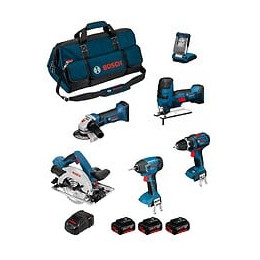 Bosch Kit Psb6p3c (gws 18-125v-li+ Gsb 18v-li+ Gst 18v-li S+ Gdr 18v-li+ Gks 18v-57g+ Glivariled+ 3x5,0ah+ Gal1880cv+ Hdbag)