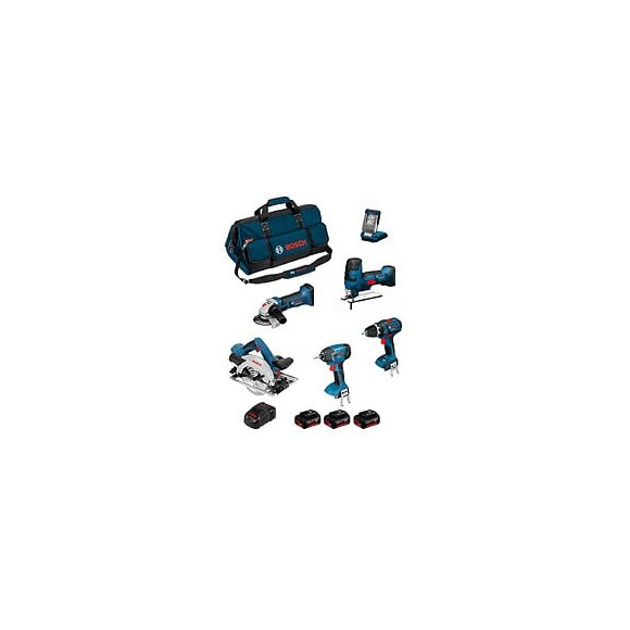 Bosch Kit Psb6p3c (gws 18-125v-li+ Gsb 18v-li+ Gst 18v-li S+ Gdr 18v-li+ Gks 18v-57g+ Glivariled+ 3x5,0ah+ Gal1880cv+ Hdbag)
