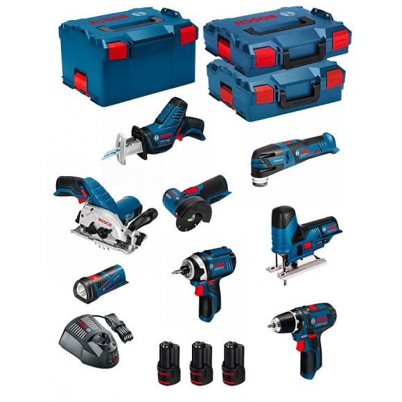 Bosch Kit 12v Bmk8-28bd3 (gsr 12v-15+gdr 12v-105+gks 12v-26+gws 12v-76+gst 12v-70+gop 12v-28+gsa 12v-14+gli 12v-80+3 X 2,0ah)