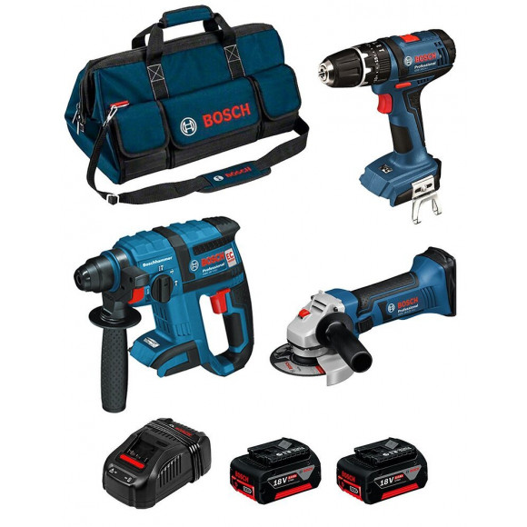 Bosch Kit Psb3m3 (gbh 18 V-ec Gsb 18-2-li Gws 18-125 V-li 2 X 5,0ah Gal1880cv Hdbag)