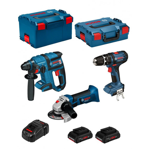 Bosch Kit Psl3m3p (gbh 18 V-ec Gsb 18-2-li Gws 18 V-li 2 X 4,0 Ah Procore Gal1880cv L-boxx 238 L-boxx 136)