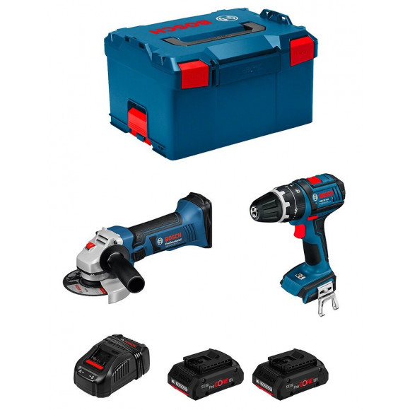Bosch Kit Psl2m2cp (gws 18-125 V-li Gsb 18 V-li 2 X 4,0 Ah Procore Gal1880cv L-boxx 238)