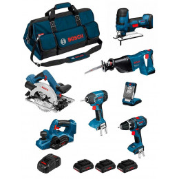 Bosch Kit Psb7wm3ep (gho 18v-li+gsb 18 V-li+gst 18v-li S+gdr 18v-li+gks 18v-57g+gsa 18v-li+glivariled+ 3x4,0ah+gal1880cv+hdbag)