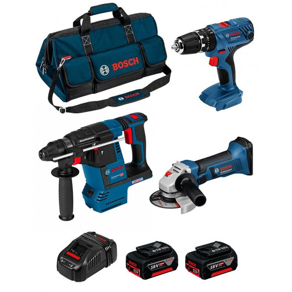 Bosch Kit Psb3m3c (gbh 18 V-26f Gsb 18v-21 Gws 18-125 V-li 2 X 4,0ah Gal1880cv Hdbag)
