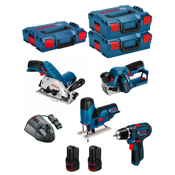 Bosch Kit 12v Bmk4-28ad2 (gks 12v-26 Gst 12v-70 Gho 12v-20 Gsr 12v-15 2 X 2,0 Ah Gal1230cv )