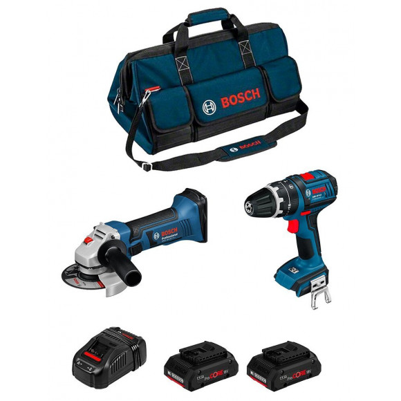 Bosch Kit Psb2m2cp (gws 18-125 V-li Gsb 18 V-li 2 X 4,0 Ah Procore Gal1880cv Hdbag)