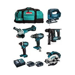 Makita Kit Mk601 (ddf482 Dhr171 Dga504 Dtd152 Djv182 Dss610 2 X 5,0 Ah Dc18rc 2 X Lxt600)