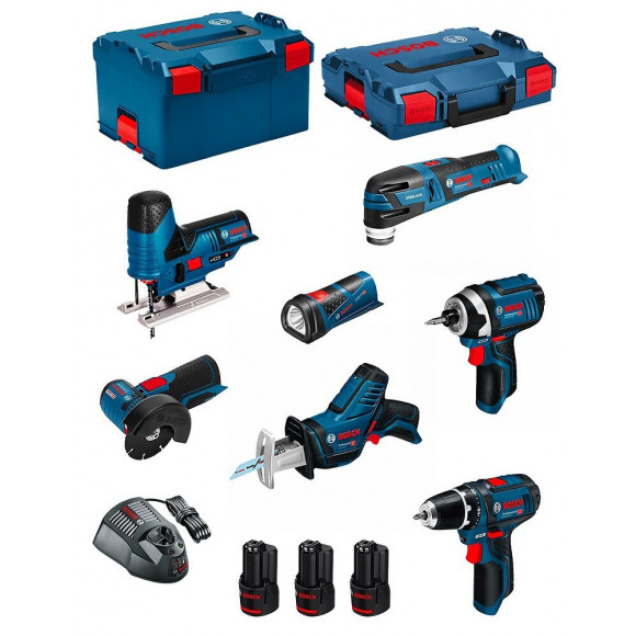 Bosch Kit 12v Bmk7-28bd3 (gsr 12v-15+gdr 12v-105+gws 12v-76+gst 12v-70+gop 12v-28+gsa 12v-14+gli 12v-80+3 X 2,0ah+gal1230cv)