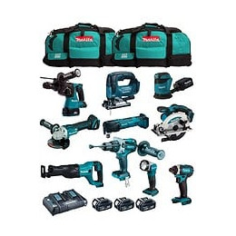 Makita Kit Mk1002 (dhp481+ Dhr243+ Dga504+ Dtd152+ Djv182+ Dss610+ Djr186+ Dbo180+ Dtm51+ Dml802+ 3x5,0ah Dc18rd 2xlxt600)