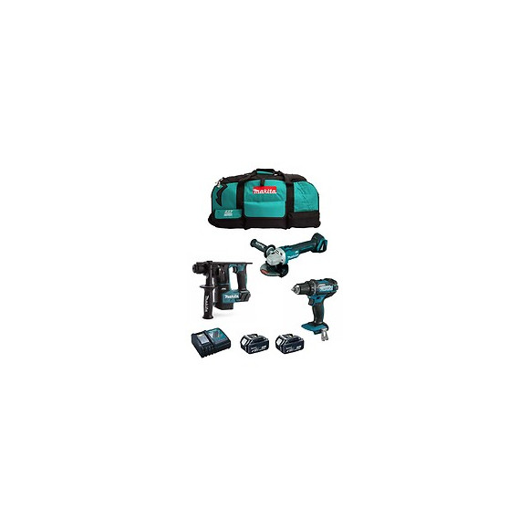 Makita Kit Mk301 (ddf482 Dhr171 Dga504 2 X 5,0 Ah Dc18rc Lxt600)