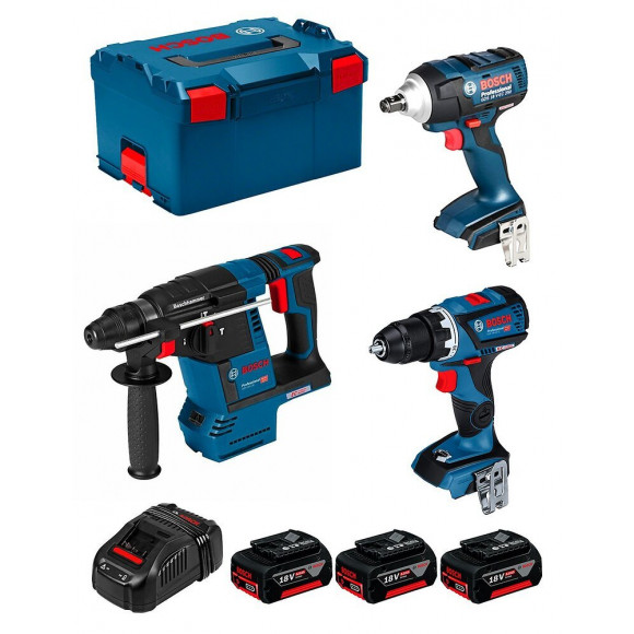Bosch Kit Ecl3p3c (gsr 18v-60c Gds 18v-ec 250 Gbh 18v-26f 3 X 5,0ah Gal1880cv L-boxx 238)