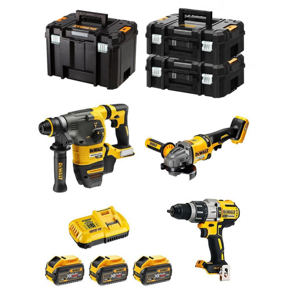 Dewalt Kit Fvk381x3hd-qw 54v/18v (dch333 Dcd996 Dcg414 3 X 9,0 Ah Dcb118 2 X Tstak Ii Tstak Vi)