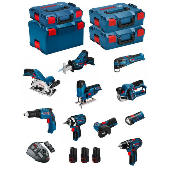 Bosch Kit 12v Bmk10-28cd3 (gsr12v-15+gtb12v-11+gdr12v-105+gws12v-76+gst12v-70+gks12v-26+gop12v-28+gsa12v-14+gli12v-80+gho12v-20