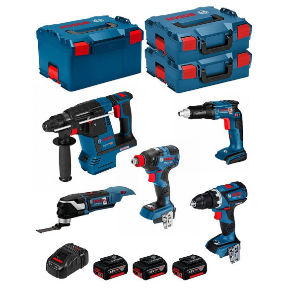 Bosch Kit Ecl5p3bec (gdx 18v-200c+gop 18v-28+gsr 18v-ecte+gbh 18v-26f+gsr 18v-60c+ 3x5,0ahgal1880cv 2xl-boxx136l-boxx238)