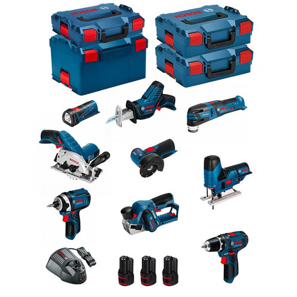 Bosch Kit 12v Bmk9-28dd3 (gsr 12v-15+gdr 12v-105+gks 12v-26+gws 12v-76+gst 12v-70+gop 12v-28+gsa 12v-14+gli 12v-80+gho 12v-20)