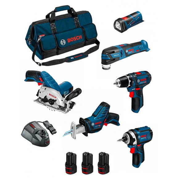 Bosch Kit Bmkb6-28ad3 (gsr 12v-15 Gdr 12v-105 Gks 12v-26 Gop 12v-28 Gsa 12v-14 Gli 12v-80 3x2,0ahgal1230cvhdbag)