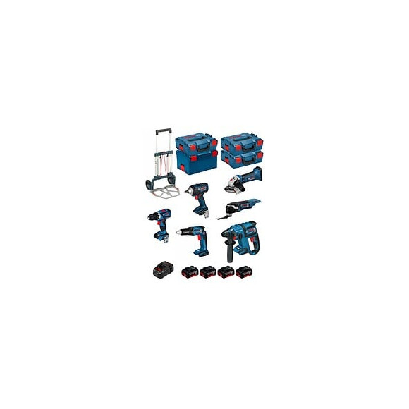 Bosch Kit Psl6p4mcec (gws18-125v-li+gsr18v-60c+gop18v-28+gds18v-ec 250+gsr18v-ec Te+gbh18v-ec+4x5,0ahgal1880cv+4xl-boxx+caddy)