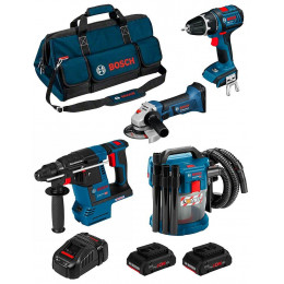 Bosch Kit Psl4m2cbp (gbh 18v-26f Gsb 18 V-li Gws 18-125 V-li Gas 18v-10l 2 X 4,0 Ah Procore Gal1880cv Hdbag)