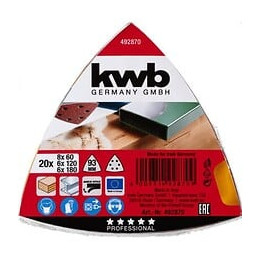 Pack 20 Abrasifs Triangulaires 6 Agu 96x96x96 Gr 60 Système Velcro (emballage Film) Kwb